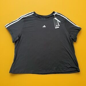Adidas Women Aeroready Train Essentials 3-Stripes T-Shirt Black Plus Size 2X NWT